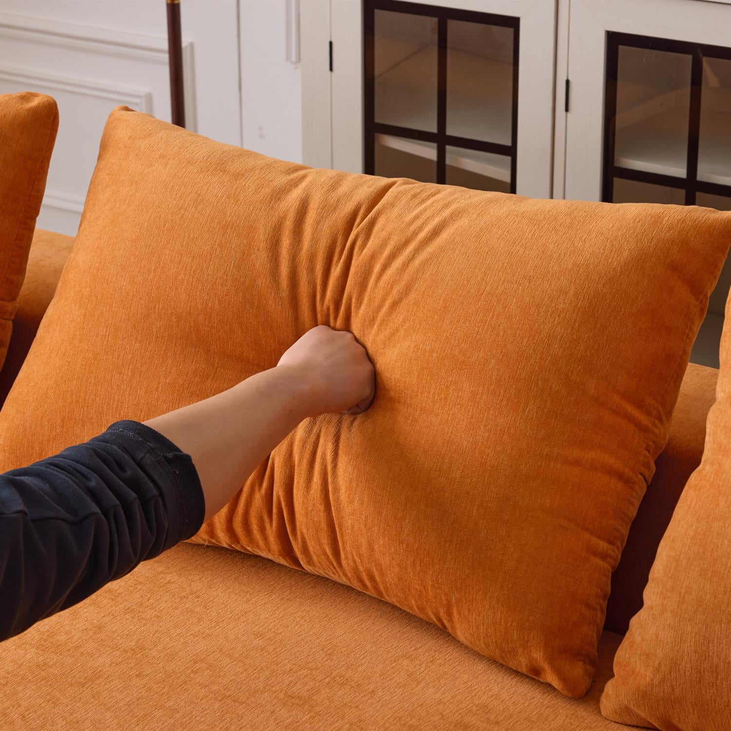 Demi Bonn 108"x68" Extra-Deep Modular Cloud Sofa - 4-Person Chenille Sleeper Couch for Living Room Furniture, No Assembly Needed, Orange