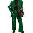 thumbnail image 3 of Women Suits 2 Piece Set Business Casual Dressy Oversized Blazer Jacket and Wide Leg Pants Emerald Green L, 3 of 9