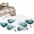 thumbnail image 2 of Area Rug 48in, Watercolor Teal Green Tulip Flower on White Floor Carpet Living Room Rug, Spring Floral Leaves Non-Slip Welcome Mat Indoor Rugs for Bedroom Dining Room, 2 of 9