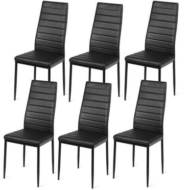 GLINTEX Modern PU Dining Chairs Set of 6, High Back Dining Chairs for Kitchen Restaurant, Black