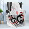 thumbnail image 4 of Poker Soft Flannel Fleece Throw Blanket, Gaming Chips as Casino Tokens and Playing Cards Illustration with Reflection, Cozy Plush for Indoor and Outdoor Use, 50" x 70", White Multicolor, by Ambesonne, 4 of 5