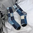 thumbnail image 5 of Fuzoiu Indigo Patchwork Quilt Print Athletic Crew Socks for Men & Women,Casual Crew Socks,Above Ankle Crew Socks for Business, Casual, 5 of 6