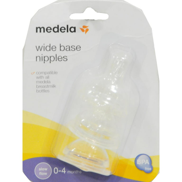 Medela Wide Base Bottle Nipple, Slow Flow, BPA Free Silicone, 87133, 3 Pack