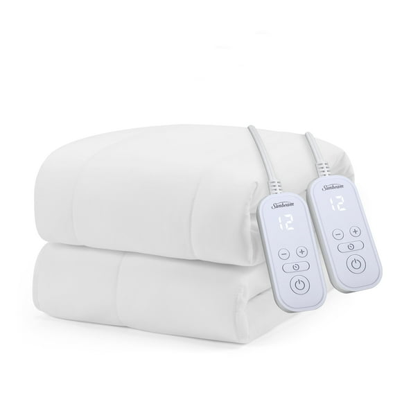 Sunbeam Quilted Electric Heated Mattress Pad 12 Heat Settings Auto Shut-Off Fast Heating White Queen 60 x 80, SUNBEAM SB MPAD M1P QS