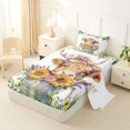 thumbnail image 2 of jejeloiu Sunflower Highland Cow Watercolor Twin Sheet Sets Kids,Floral Farm Print Bedding,3-Piece, 2 of 6