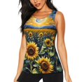 thumbnail image 3 of Goofa Starry Sky Moon Sunflower Printed Womens Workout Tops for Women Sleeveless Yoga Shirts Athletic Running Tank Tops Sleeveless Gym Clothes Workout Apparel-Large, 3 of 9