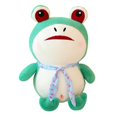 thumbnail image 1 of Muñeca de peluche divertida con forma de rana meme con ojos grandes y bufanda azul de 50 cm, 1 of 2
