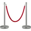 VEVOR Crowd Control Stanchion Set of 2 Pieces, Stanchion Set with 5 ft/1.5 m Red Velvet Rope, Silver Crowd Control Barrier Sturdy Concrete and Metal Base – Easy Connect Assembly