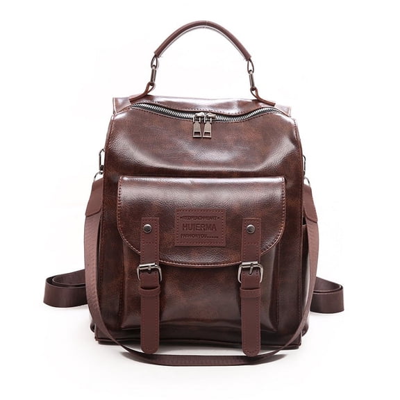 Backpack Women Soft Leather Fashion Large-capacity Travel Backpack School Bag,Black