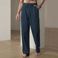 thumbnail image 5 of SNOWSONG Warmup Pants for Men Men's Casual Fashion Solid Color Loose Drawstring Trend Beach Pants, Mens Pants, Joggers for Men, Cotton Sweatpants 1x Pant Navy XL, 5 of 10