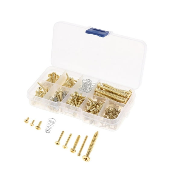 Juego de 226 tornillos para guitarra, 9 tipos, para montaje de interruptor y afinador de pastillas de guitarra oro