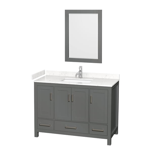 Wyndham Collection Sheffield 48" Wood Single Bathroom Vanity in Dark Gray/Chrome
