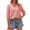 Pink, variant on Langwyqu Solid Color Women Half Sleeve V Neck Casual Shirt Tops