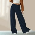 thumbnail image 2 of Summer Pants for Women Ladies' Solid Color Design Casual Pants Business Fashion Comfortable Loose Casual Fashion Women Lounging Workout Pocket Dressy Work Soccer Women's Trouser Blue XL, 2 of 8