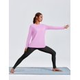 thumbnail image 5 of Pinspark Long Sleeve Workout Tops for Women Solid Athletic Shirts Lightweight Yoga Shirt Stretchy Running Top Loose Fit, 5 of 6