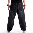 thumbnail image 3 of LUOBANIU Men's Baggy Jeans Hip Hop Jeans Loose fit 90s Vintage Cargo Pants Baggy Fit Denim Pants Fashion Dance Skater Skateboard Pants 024Black 40, 3 of 6