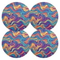 thumbnail image 3 of Round Grid Placemat ,One Sizex6, Round Placemat, PVC Plate Mat，15.4 Inch Non-Slip and Heat Resistant, Table Placemat, Dining Room Placemat Colored Waves, 3 of 7