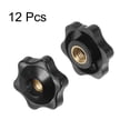 thumbnail image 3 of 12 Pieces Star Knobs M8 Thread 32mm 6-Point Head Brass Insert Through Hole Threaded Hand Knob Black, 3 of 6