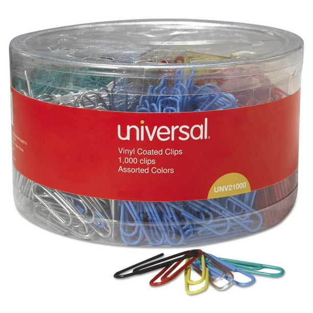 UNIVERSAL VinylCoated Wire Paper Clips No. 1 Assorted Colors 1000/Pack