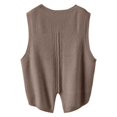 thumbnail image 3 of Glisme Sweater Vest Women Fashion Solid Color Vest Casual Loose Short Split Knit Sweater Vest Casual Loose Fall Winter Clothes Coffee, 3 of 3