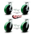 thumbnail image 2 of 12 Inch Heavy Duty Green Poly on Cast Iron Caster Set 4 Swivel Locks 2 Brakes, 2 of 2