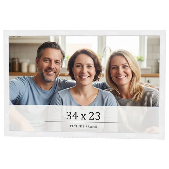 34x23 Frame White Real Wood Picture Frame Width 0.75 inches | Interior Frame Depth 0.5 inches |
