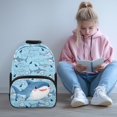 thumbnail image 2 of Uorisanigo Blue Shark Print School Backpack for Kids 5-12 Year Old Casual Sport Backpack Basic Bookbag Travel Rucksack with Padded Straps for School and Hiking, 2 of 7