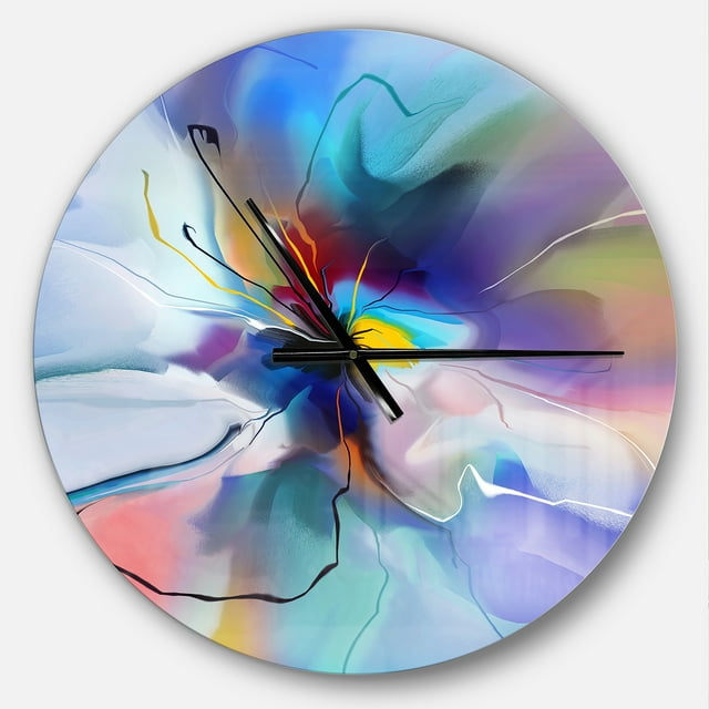 DesignArt Horloge Murale Abstraite Créative à Grande Fleur Bleue