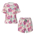 thumbnail image 4 of Kdxio Purple Watercolor Flowers Print Pajamas Sets for Women Short-Sleeved Pjs with Lounge Shorts Two Piece Sleepwear S-4XL, 4 of 9