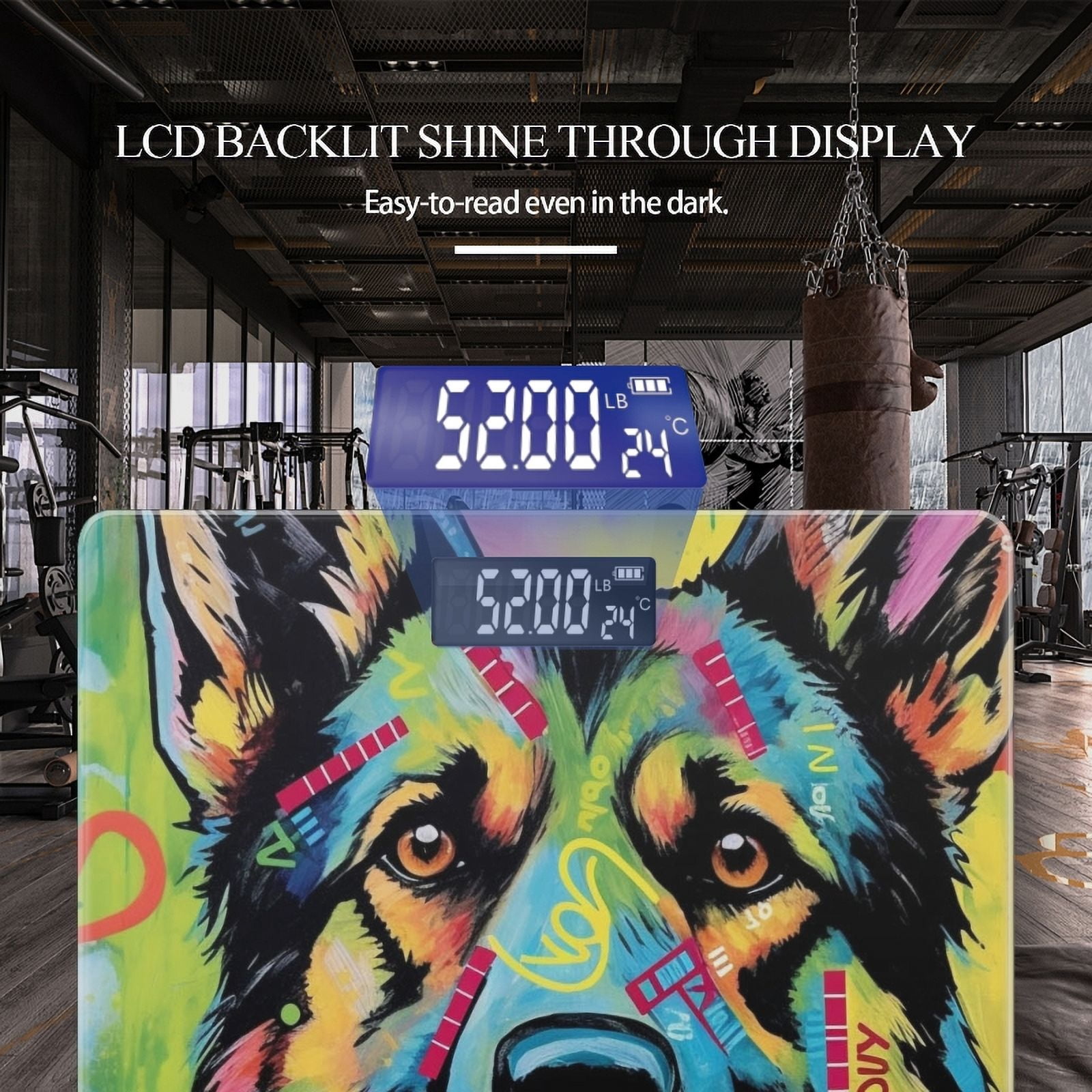 Bathroom Scale, Highly Accurate Digital Body Scale,Precisely Measures Weight up to 400 lbs-Colorful Graffiti-Style Painting Of German Shepherd