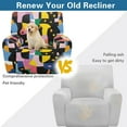 thumbnail image 3 of SCRAWLGOD Abstract Geometry Yellow Pink Stretch Recliner Covers Lazyboy Chair Cover for Reclining Chair Couch Soft Furniture Protector 4 Pieces Slipcovers with Elastic Band, 3 of 7