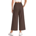 thumbnail image 4 of MOSHU Womens Capri Pants Summer Wide Leg Pants for Women Drawstring Casual Palazzo Trousers with Pockets, 4 of 9