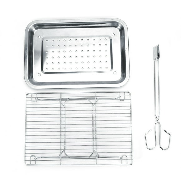 3Pcs/Set Stainless Steel Portable Folding Barbecue Grill BBQ Grilling Rack Tray Clip Set