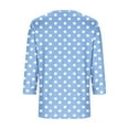 thumbnail image 5 of dazeni Women's V Neck 3/4 Sleeve T Shirts Fashion Polk Dot Print Top Dressy Casual Basic Tees Shirt Tunic Blouses S-2XL, 5 of 6