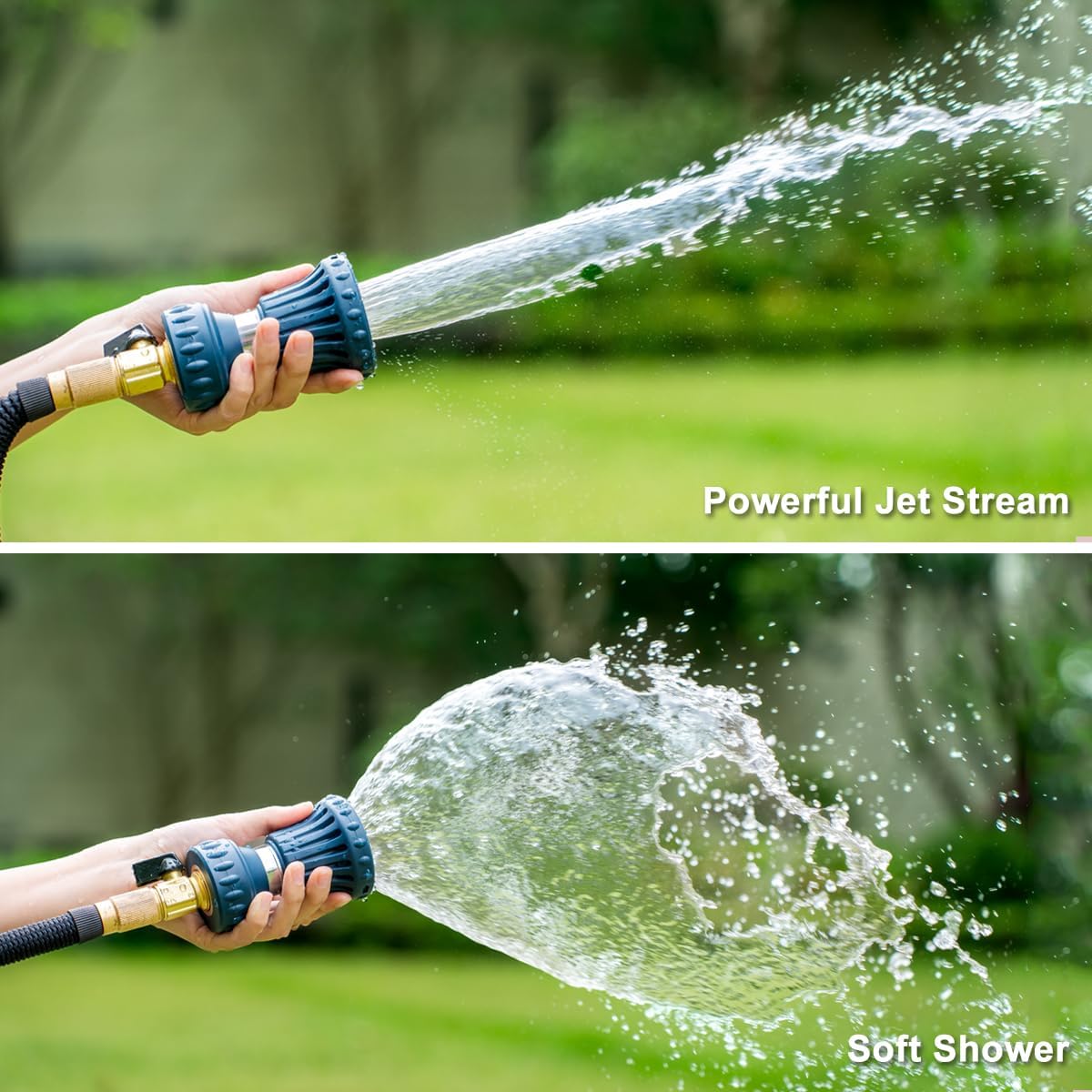 Fireman Style Garden Hose Nozzle, Heavy Duty High Pressure Adjustable Sprayer, Leak-Proof Metal Fire Hose Sprayer Nozzle for for Car Washing, Patio Cleaning, Lawn & Pet Showering
