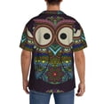 thumbnail image 5 of Naloa Boho Owl Men's Loose Fit Cuban Collar Short-Sleeve Shirt with Button-down and Chest Pocket for Everyday Wear Outings - X-Large, 5 of 7