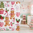 thumbnail image 2 of Manfei Pink Waterproof Shower Curtain 72Wx72L Holiday Bathroom Curtain, Red White, 2 of 5