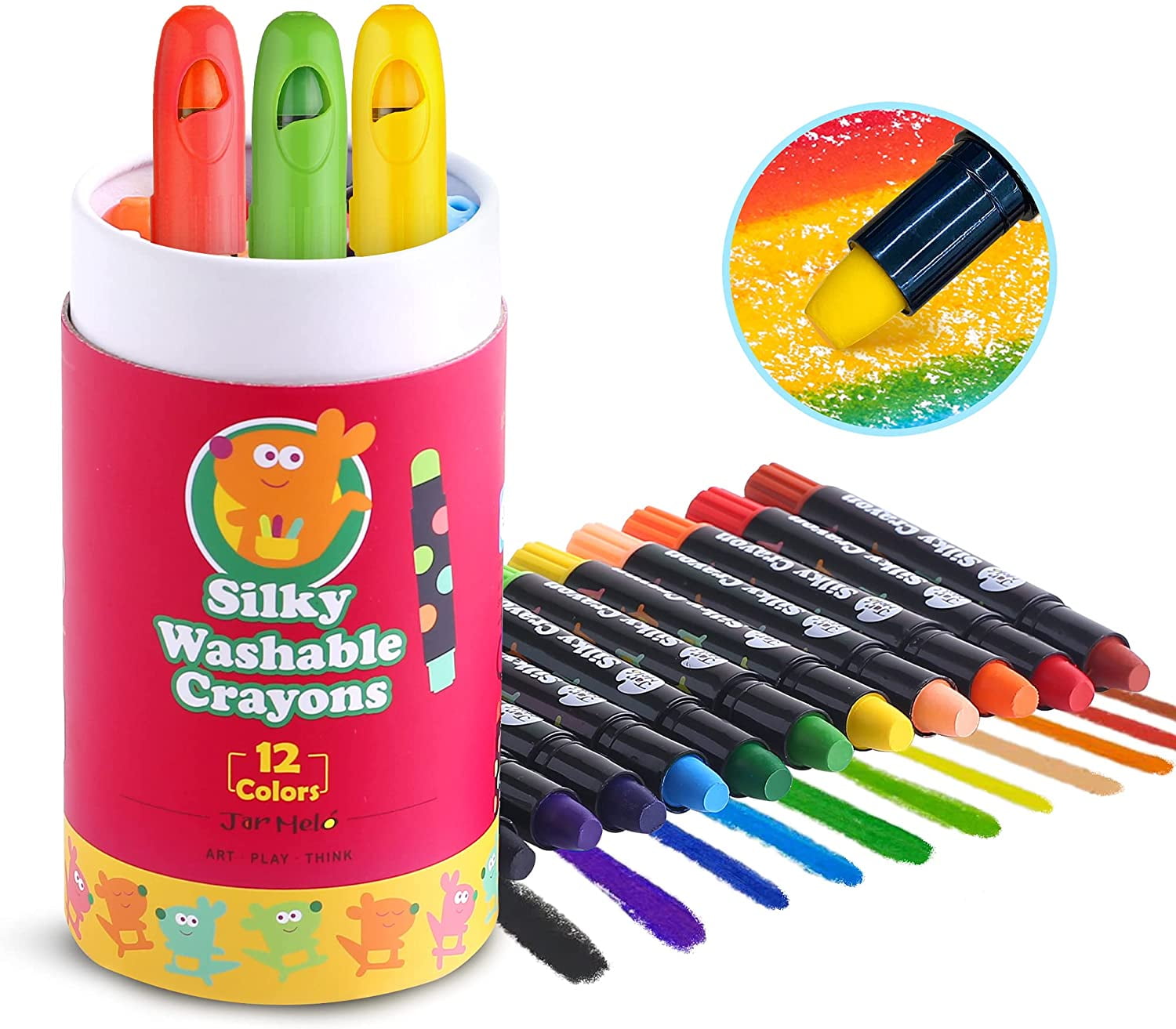 Washable Silky Crayons for Toddler -6 Count ;Kids Crayons,Big Crayons ...