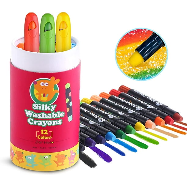 Crayons soyeux lavables pour tout-petits - 6 unités ; crayons pour