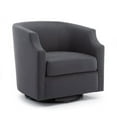 thumbnail image 2 of Swivel Velvet Accent Chair, Upholstered Swivel Barrel Chair with Metal Base Armchair for Living Room, 360 Degree Round Barrel Chair in Performance Fabric for Bedroom, Lounge, Hotel, Nursery, Dark Gray, 2 of 7