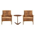 thumbnail image 6 of Luccalily Mid-Century Wood Solid Print Armchair with Side Table, Coffee PU (Set of 2), 6 of 12