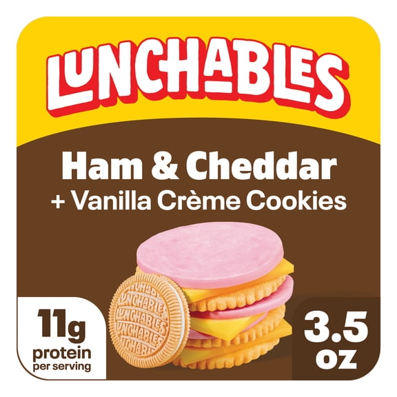 Lunchables Ham & Cheddar with Vanilla Creme Cookies, 3.5 oz Pack