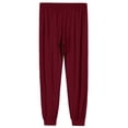 thumbnail image 6 of Men's Solid Color Pajama Pants with Pockets & Drawstring - Cuffed Jogger Sleep Bottoms for Men, Elastic Waist Soft Lightweight Lounge Homewear Wine XL, 6 of 7