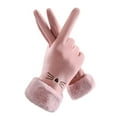 thumbnail image 2 of CNKOO 1 Pair Thickened Plush Lining Cartoon Pattern Windproof Driving Gloves Fluffy Cuffs Touch Screen Driving Gloves Hand Protect Cover, 2 of 10