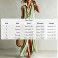 thumbnail image 3 of ZQUUVOU Women's Sleeveless Striped Maxi Dress Stand Collared V Neck High Slit Hem Casual Shift Dress Summer Vacation Outfits Olive Green, 3 of 7