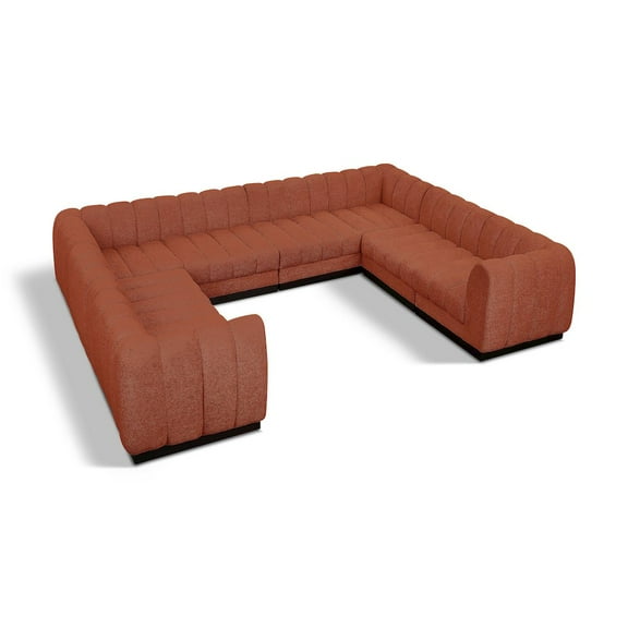 Meridian Furniture Quinn 133" 8-Piece Fabric Modular Sectional in Orange