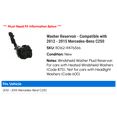 thumbnail image 2 of Washer Reservoir - Compatible with 2012 - 2015 Mercedes-Benz C250 2013 2014, 2 of 2