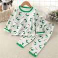thumbnail image 2 of Otqutp Kids Boys and Girls Fall Winter Cute Print Fall Clothing Fall Pants Warm Long Sleeve Pullover Tops Pajamas Homewear Clothes 6M-9 Years(A-Green,4-5 Years), 2 of 4