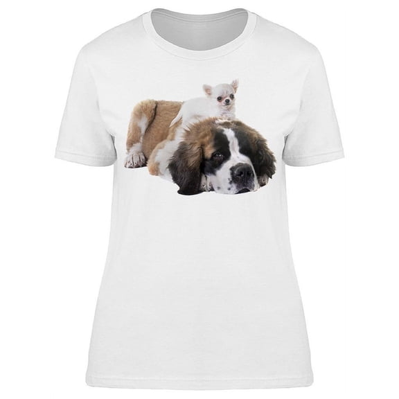 Chihuahua On St. Bernart T-Shirt Women -Image by Shutterstock, Female Medium