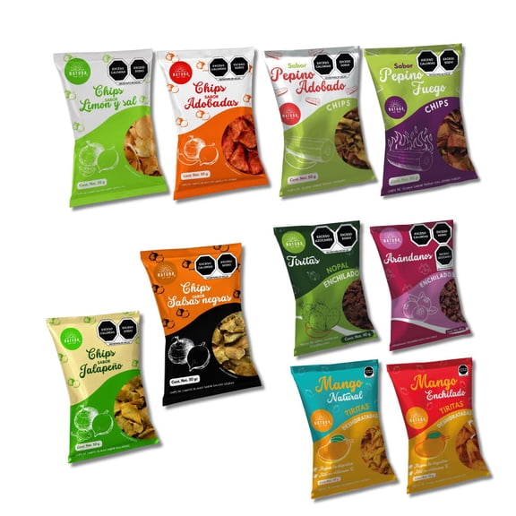 Botana Natuba Paquete Deli Papas de Jícama, Pepino y Frutos Deshidratados 10 Pack